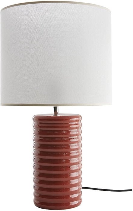 Thumbnail - Tischleuchte aus emaillierter Keramik in Terracotta mit écrufarbenem Lampenschirm H53 cm berro