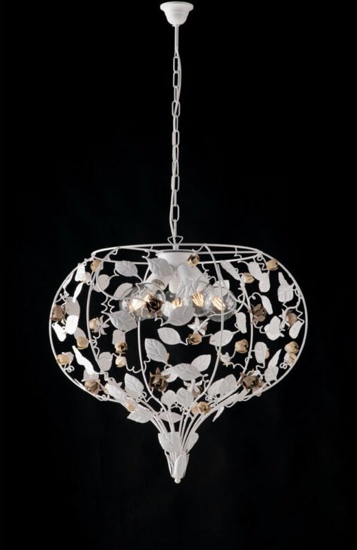 Bonetti Illumina - Bella – Shabby-Kronleuchter aus weiß lackiertem Eisen, 5 Lichter, 125 – Ø68 – BL196-5-BCO