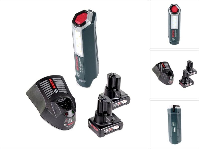 Bosch - Professional gli 12V-300 Akku Lampe + 2x gba 12V 6,0 Ah Akku + gal 1230 Ladegerät