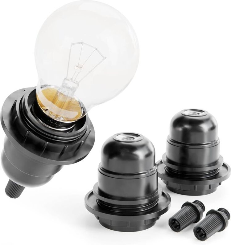 E27-Fassung, schwarz – 250 V, 60 W – Kunststoff-Schraubfassung – für Nachttischlampe