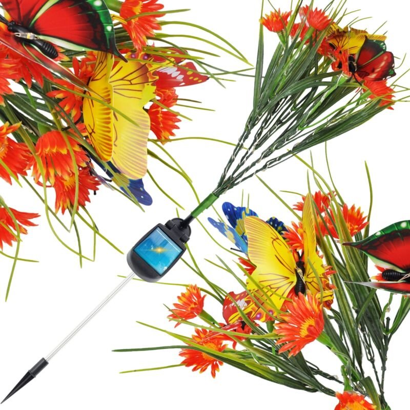 Solar-Gartenlampe, blühende Wiesenlampe, Blumen für den Garten, dekorative orangefarbene Wiese