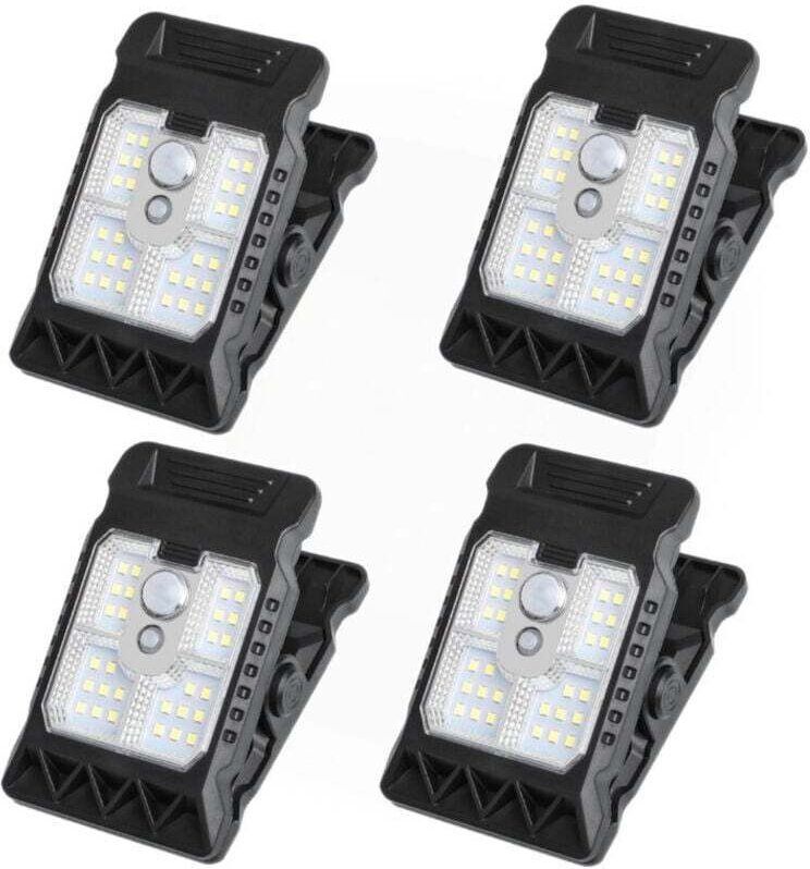 4er-Pack Solar-Klemmleuchten (11,2 cm) – Wasserdicht mit Bewegungsmelder – Beleuchtung für Zäune, Bäume, Terrassen und E...