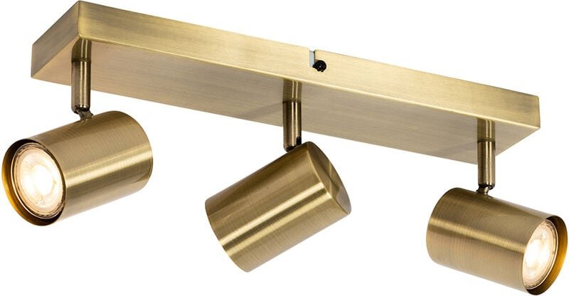 Qazqa - Moderne Deckenleuchte Bronze 3-flammig verstellbar rechteckig - Jeana