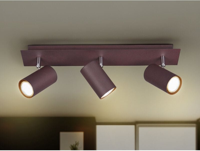 Led Deckenstrahler Rostfarben 3-flammig, Breite 48cm