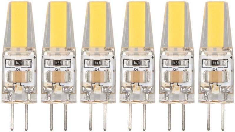 6er-Pack 6W 500LM G4 COB LED-Lampe, Silikagel, Energiesparlampe für Decken-, Wand- und Tischleuchten, 220V, warmweiß