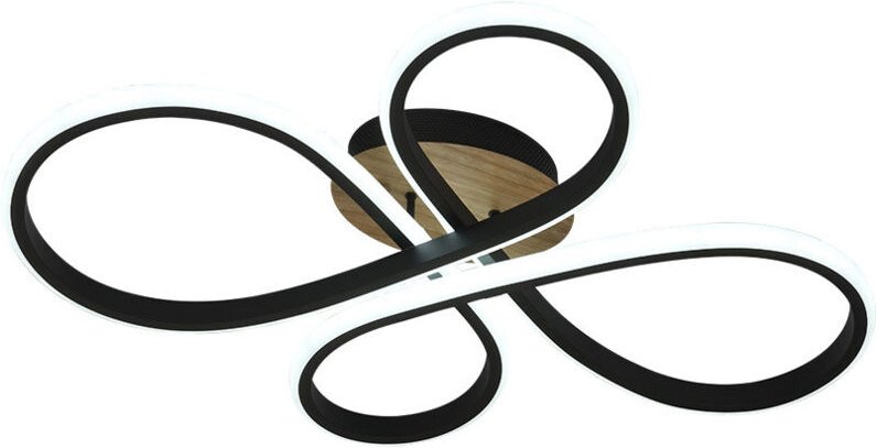 LED Deckenleuchte 88W 9680lm 3000-6500K 60cm Schwarz/Holz Dimmbar Bandeira Serie