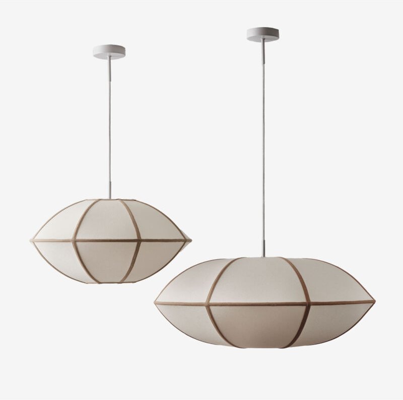 SKLUM Set aus 2 hängenden Deckenlampen aus Leinen Patraix Braun Weizen