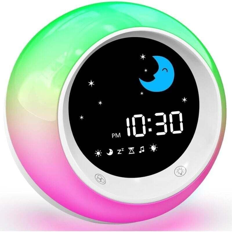 XVX Kinderwecker, Mond- und Sonne-Schlaftrainer für Kinder mit Nachtlicht, Soundmaschine, Einschlaf-Timer (Version 2024)