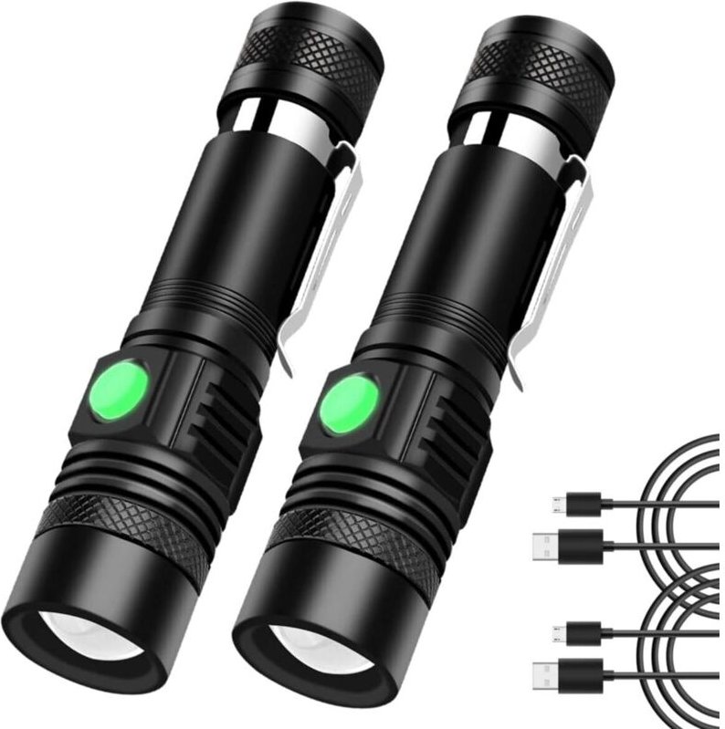 Ber usb wiederaufladbare LED-Taschenlampen, 2er-Pack superhelle, wasserdichte Taschenlampe - Lntyq