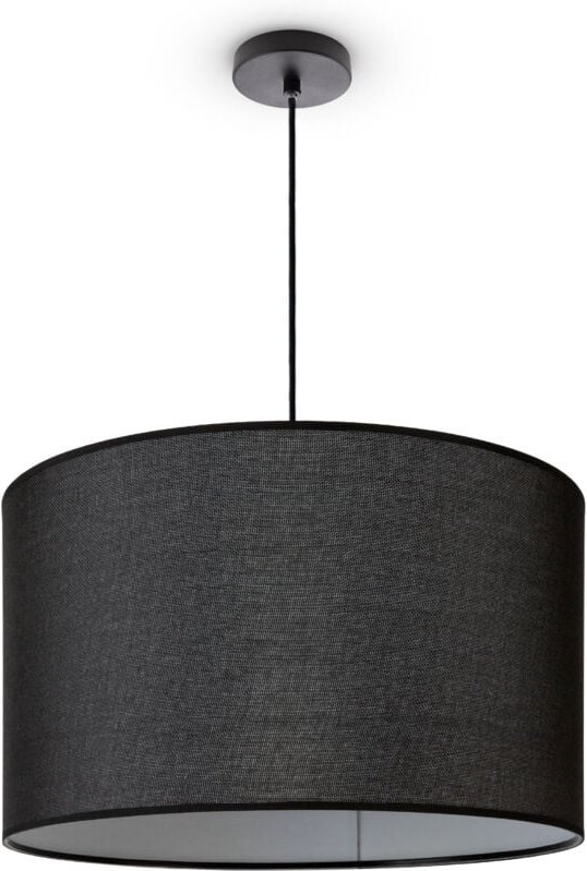 Thumbnail - Paco Home Pendellampe Wohnzimmer Deckenleuchte Stoff Lampenschirm Modern Einfarbig Rund Schwarz (Ø45.5 cm), Pendelleucht...