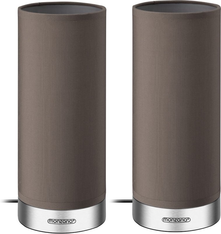 Monzana LED Tischlampe 2er Set Stoffschirm Touch Dimmbar E14 Schlafzimmer Wohnzimmer Tischleuchte Nachttischlampe Nachtt...