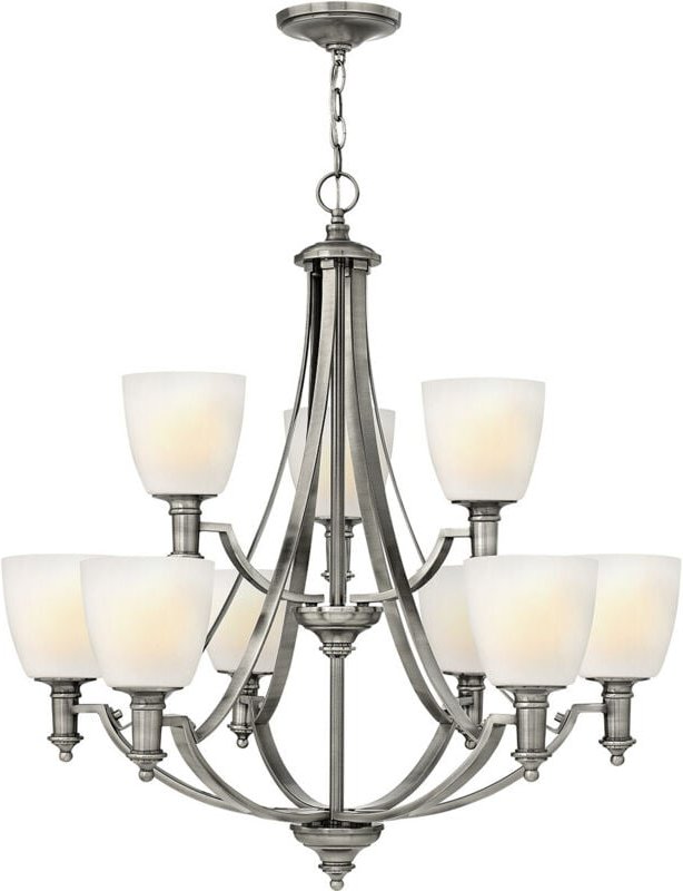 Elstead - Truman - 9 Leichter mehrarmiger Kronleuchter, Antik-Nickel-Finish, E27