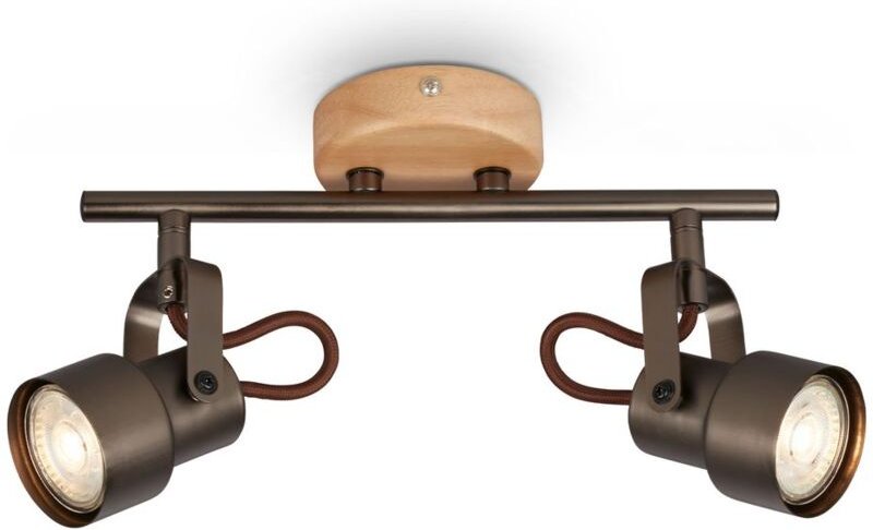 LED Spotleuchte Retro schwenkbar GU10 5 W antik-grau Metall-Holz Briloner