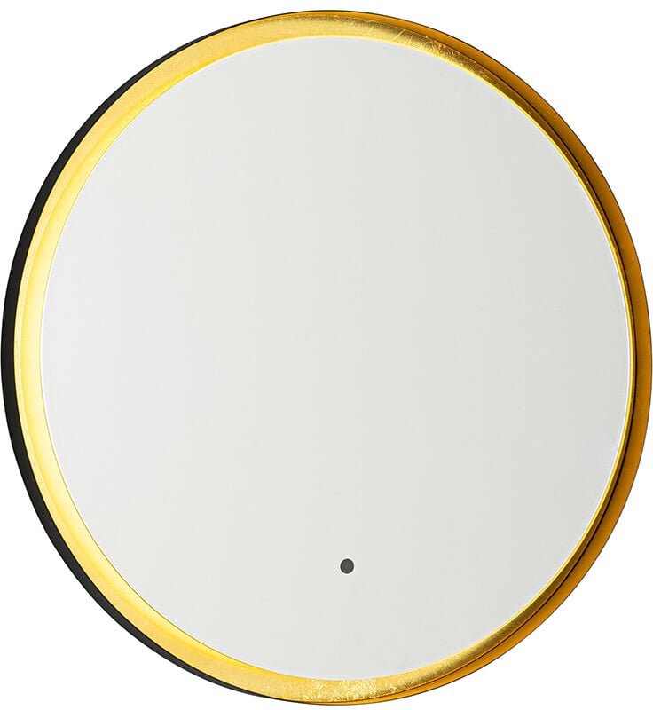 Thumbnail - Badezimmerspiegel schwarz mit Gold inkl. led und Touchdimmer - Pim