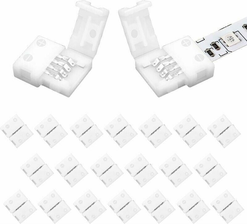 20 Stück 4-polige LED-Steckverbinder, 8 mm RGB-LED-Streifen-Steckverbinder für 2835 3528 SMD RGB-LED-Streifen.
