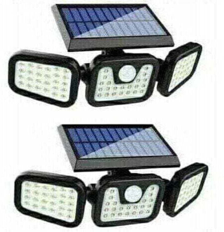2er-Pack Solarleuchten für den Außenbereich mit Bewegungsmelder, 650 lm, 74 LED-Solarleuchten, 3 verstellbare Köpfe, 270...
