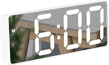 Memkey - Spiegelwecker, digitaler Wecker mit LED-Anzeige von Datum/Temperatur/Schlummerfunktion/2 Alarmen/USB-Ladeanschl...