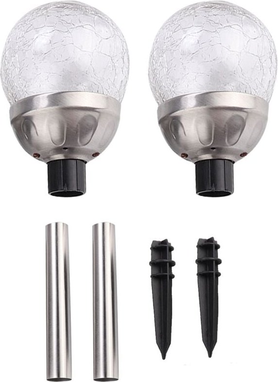 Stück wasserdichte, solarbetriebene LED-Gartenstecker mit rissigen, runden Kugeln