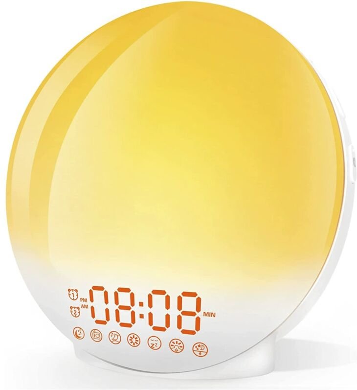 Eveil Lumière led Radio Réveil Matin Lumineux Lampe de Chevet 20 Niveaux de Luminosité Simulateur d'Aube et Crépuscule 2...