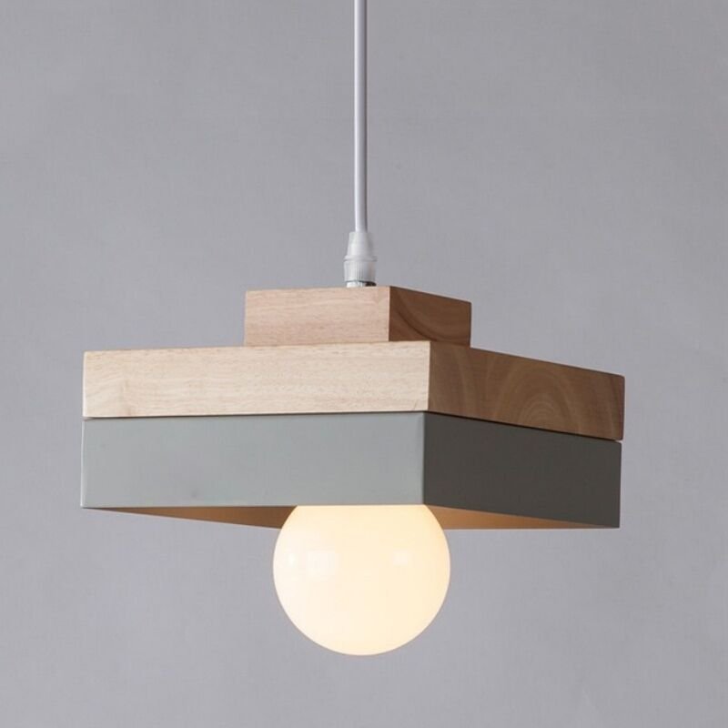 Wottes - E27 Pendelleuchte Metall Holz Hängeleuchte Höhenverstellbare Deckenleuchte für Wohnzimmer Schlafzimmer Küche Gr...