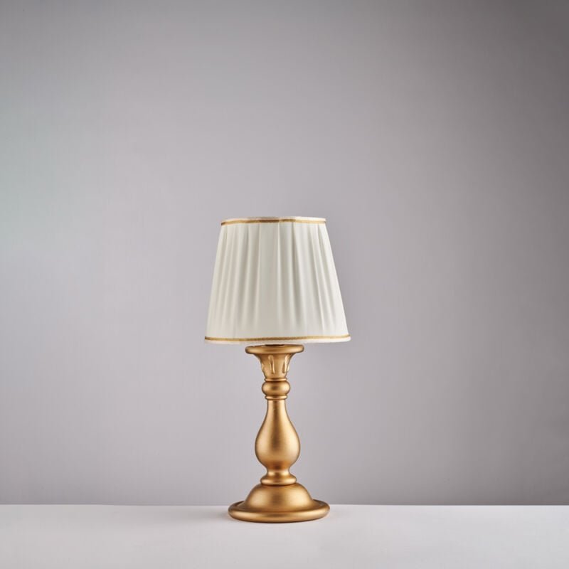 Lucca - Tischlampe aus antikgoldenem Holz, 1 Licht mit Lampenschirm, Dm.20 H.39 - Ø20 - BL271-LT-OR - Bonetti Illumina