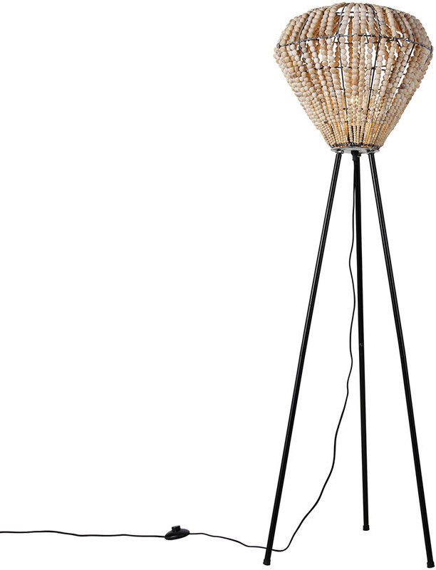 Orientalische Stehlampe beige mit Perlen - Moti