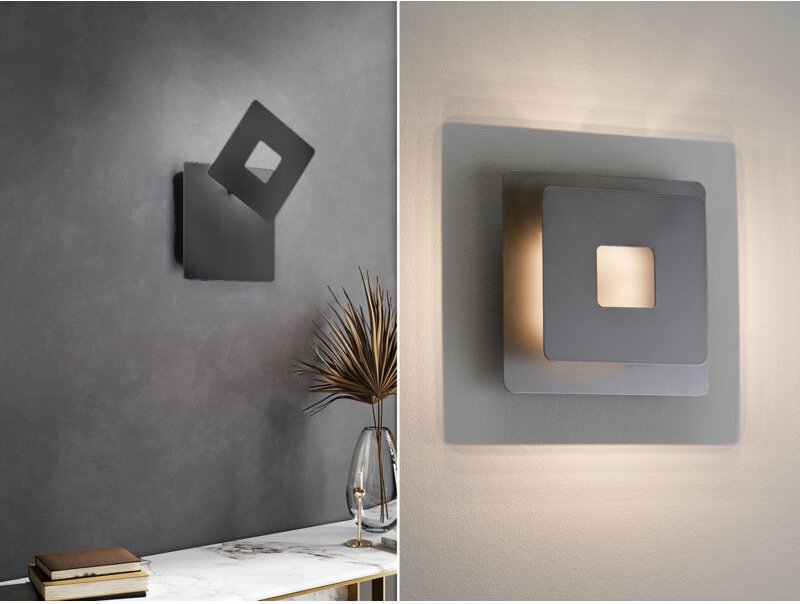 Verstellbare led Wandleuchte hennes Schwarz eckig, Höhe 18cm