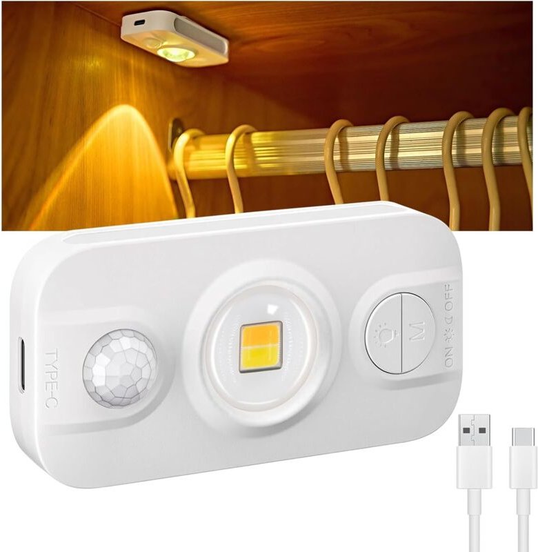 LED-Leuchte, wiederaufladbare LED-Innenbeleuchtung, LED-Unterbauleuchte für die Küche, 3-farbige Mini-LED-Vitrinenleucht...