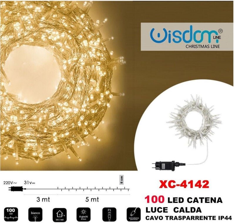 Thumbnail - Trade Shop Traesio - Trade Shop - lichterkette 100 led-leuchten glühwürmchen warmes licht transparentes kabel IP44 XC-41...