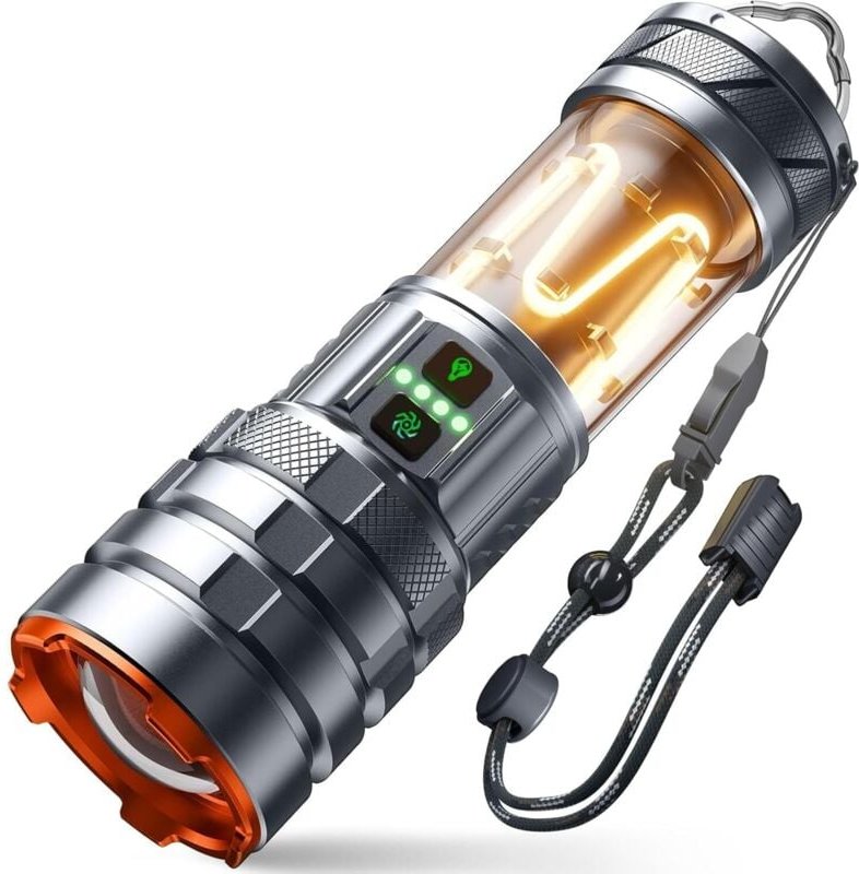Extrem leistungsstarke 2000 Lumen LED-Taschenlampe, wiederaufladbar, wasserdicht, für Camping, Wandern und Notfallsituat...