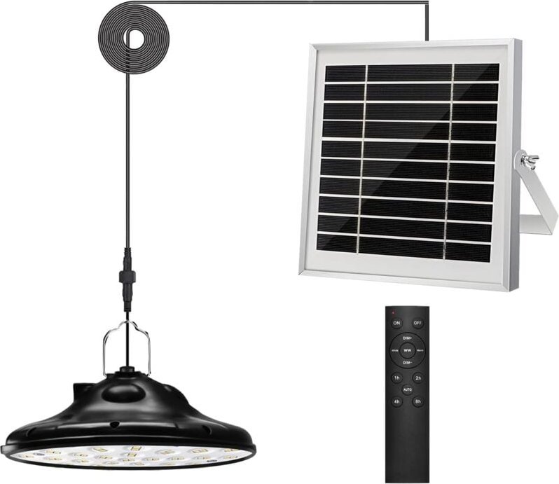 100 LEDs 1200 lm Outdoor-Solarlampe, 3 Modi Solar-Hängelampe, verstellbares Solarpanel, 4 Helligkeiten mit Fernbedienung...