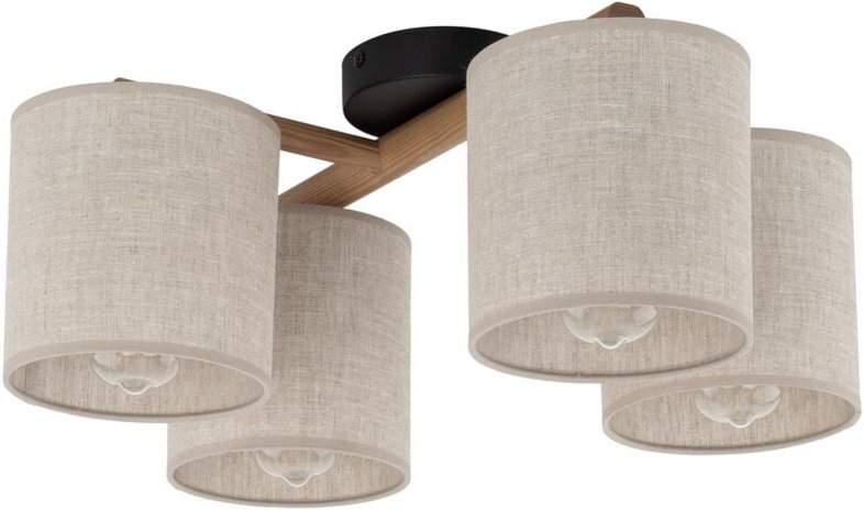 TK Deva Mehrarmige, halbbündige Deckenleuchte, Beige, 4 x E27