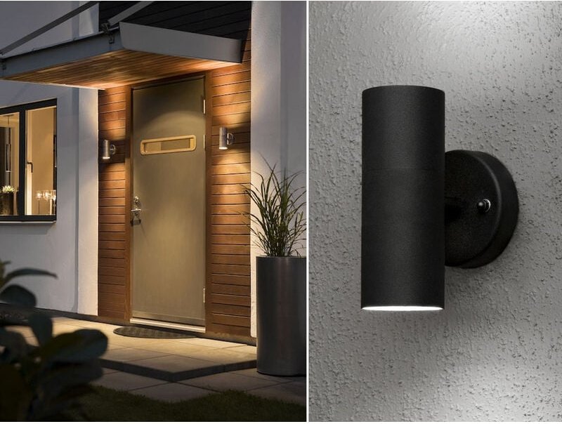 Konstsmide - 2er-Set Aluminium Up-Down Wandleuchte modena schwarz, GU10, Höhe 17 cm, IP23