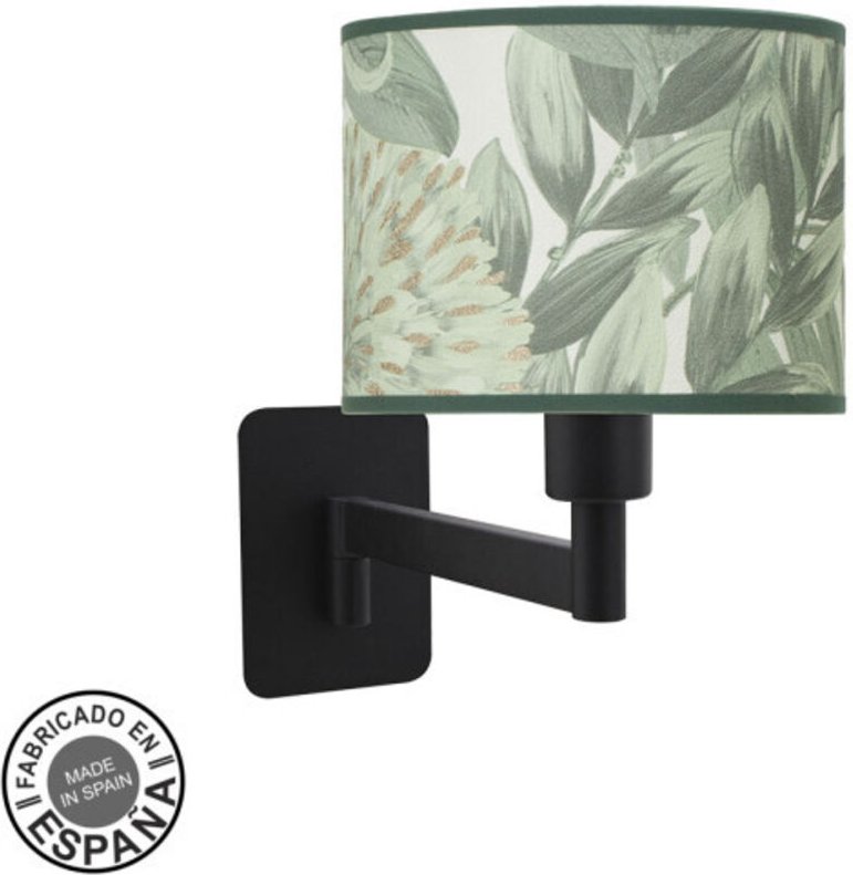 Wandleuchte modisch 1xe14 schwarz/grünes Blatt 26x17x28 cm