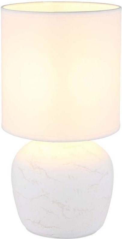 Thumbnail - Globo Lighting - Tischleuchte Nachttischleuchte Tischlampe Keramik Textil weiß E14 h 31,5 cm