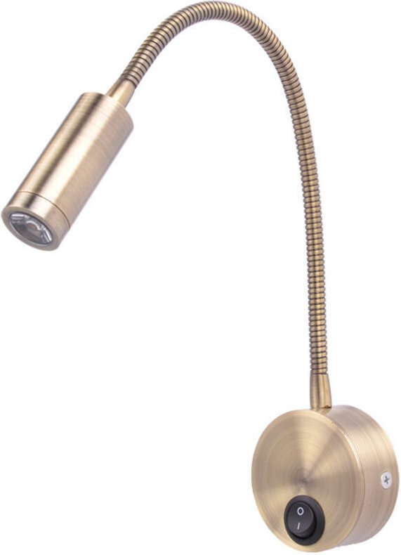 Leselampe, LED-Nachttischlampe mit Fassung, 3 W warmweißes Licht mit Schalter, Bronze