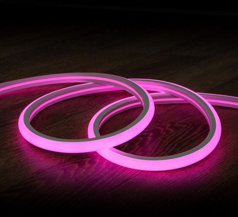 Efectoled - LED-Streifen Neon Dimmbar 220V Rosa Halbrund 180° 7.5W/m Schnitt 100cm IP67 nach Maß 5 m