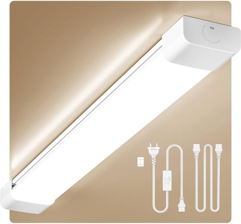 Amdelne 4er LED Feuchtraumleuchte 120cm 36W, Neutralweiß 4000K Deckenleuchte Flach, 2000LM LED Leuchtstoffröhre, Wasserf...