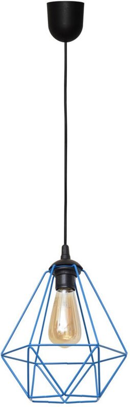 Karo Drahtgestell Pendelleuchte Schwarz, Blau 24cm - Helam
