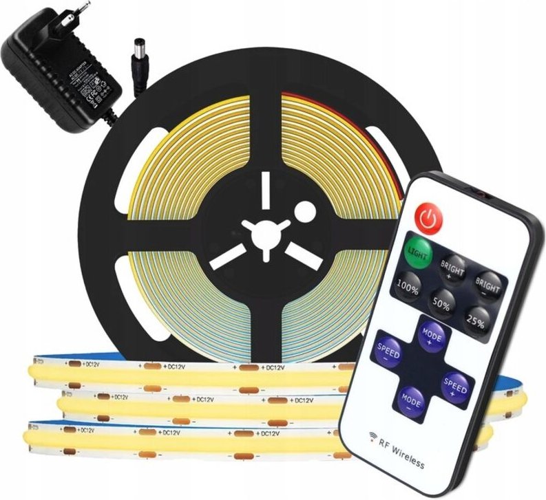 LED-Streifen COB 12V 3M NEON-Leitung Neutralleiter + Netzstecker 30W Fernbedienung