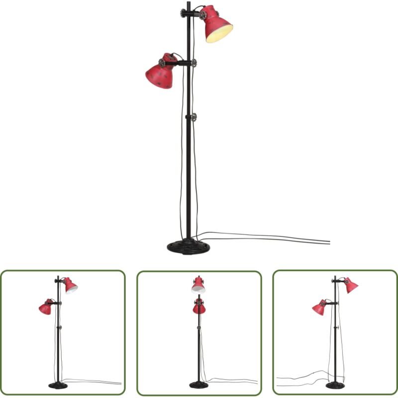 The Living Store Stehleuchte 25 W Rot 25x25x90/140 cm E27 - Industrielampen - Stehlampe - Wohnzimmerstil - Esszimmerleuc...