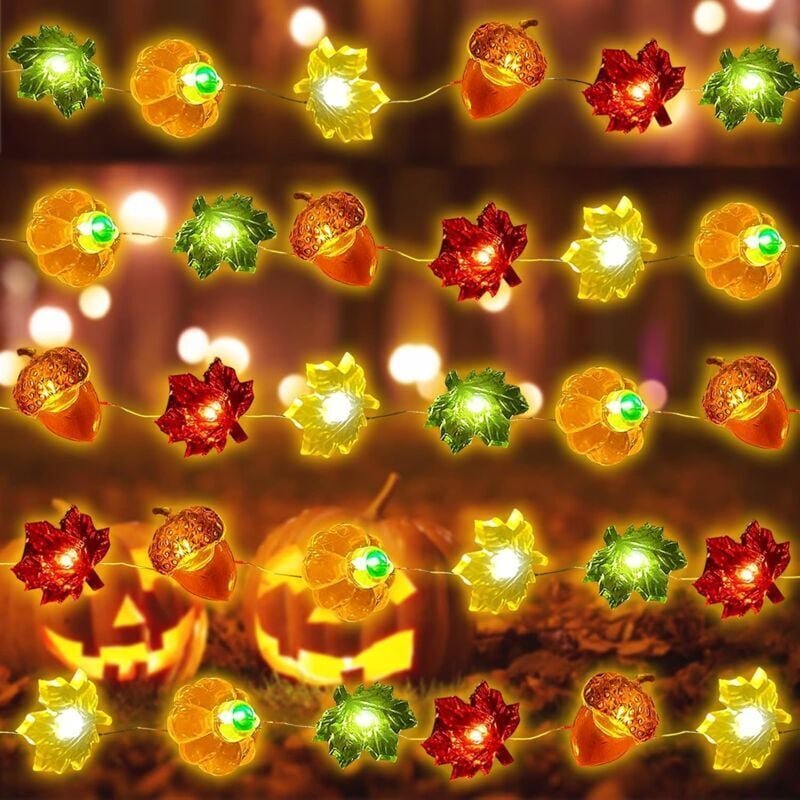 LED-Lichterkette für den Herbst, 3 m, 30 LEDs, Herbstliche Lichterkette, LED-Lichterkette in Herbstblättern für Thanksgi...