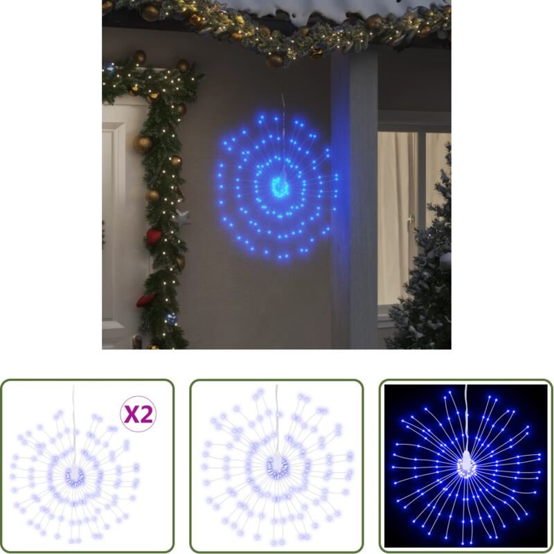 Feuerwerk - Weihnachtsbeleuchtungen Feuerwerk 2 Stk. 140 LEDs Blau 17 cm