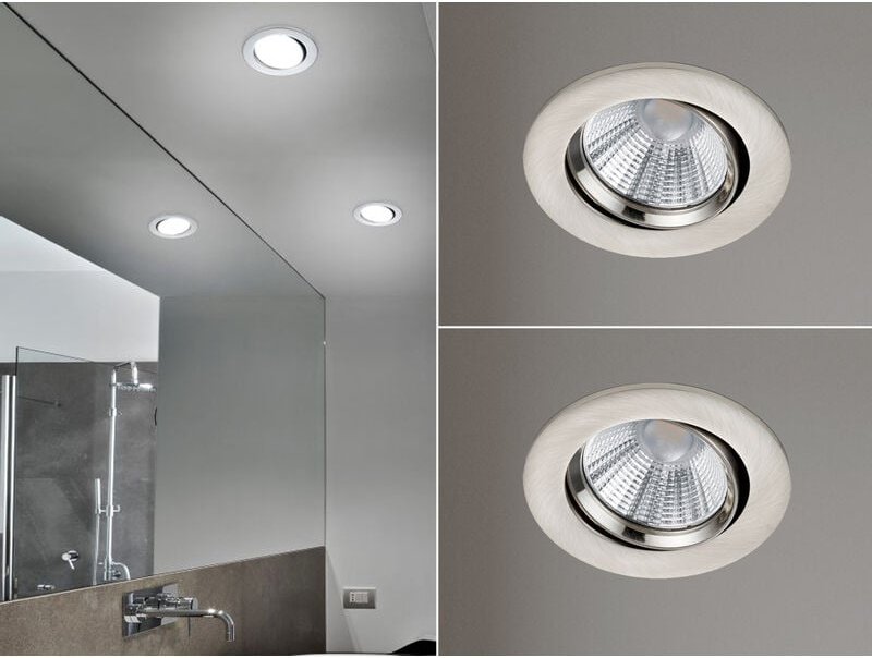 LED Einbaustrahler 2er Set rund schwenkbar dimmbar Nickel matt 5,5W Deckenlampe