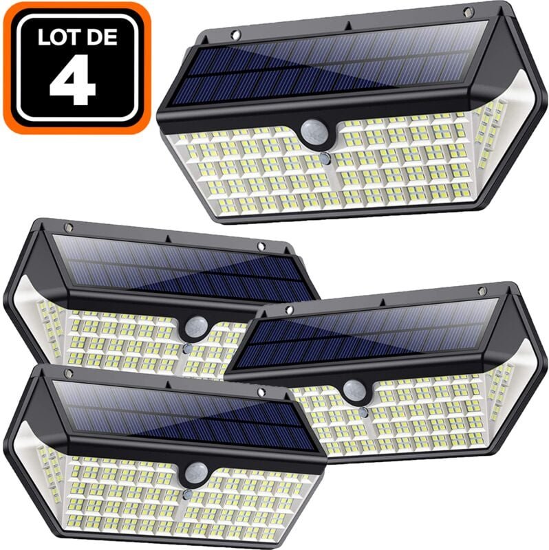 4er-Pack Solarstrahler Bewegungsmelder 266 St. Led 2500 Lumen