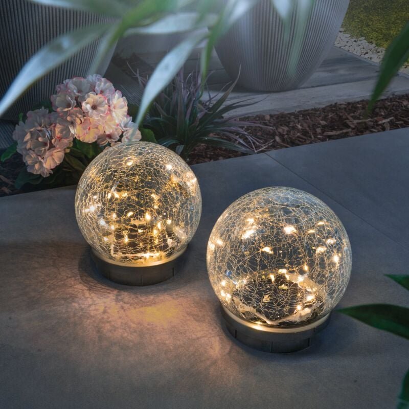 Esotec - Glas Solarkugel-Set Lichterzauber ⌀15cm Bruchglasoptik wetterfest 102436