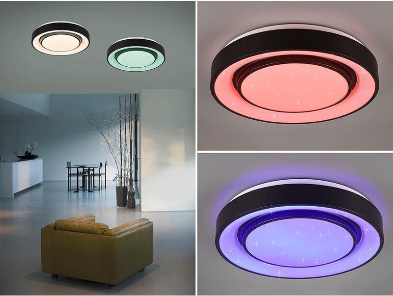 Reality - led Deckenleuchte mona Schwarz/Weiß dimmbar smarte Lichtsteuerung wiz, ø 38cm