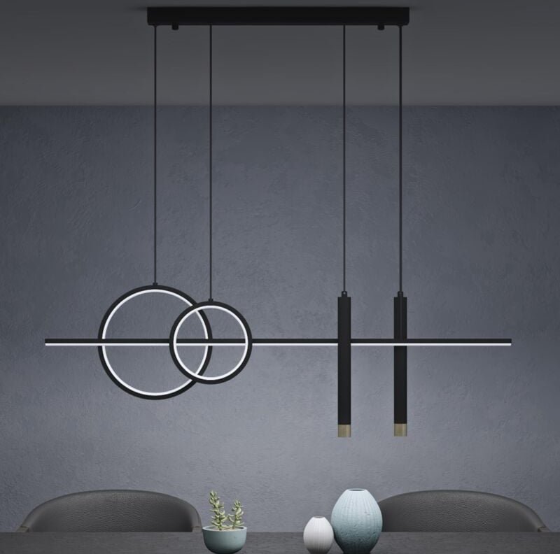 Mai&mai - Pendelleuchte 100cm led Hängelampe Linear design 3000K/4000K/6000K Verstellbares Kabel 38W Schwarz Hängeleucht...