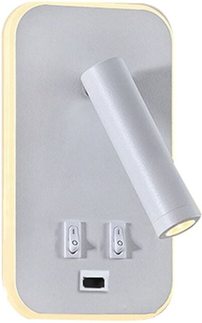Wandleuchte Hintergrundbeleuchtung USB-Aufladung 330 Grad Rotation Einstellbare Lampe Nachttisch Studie Leseleuchte Weiß