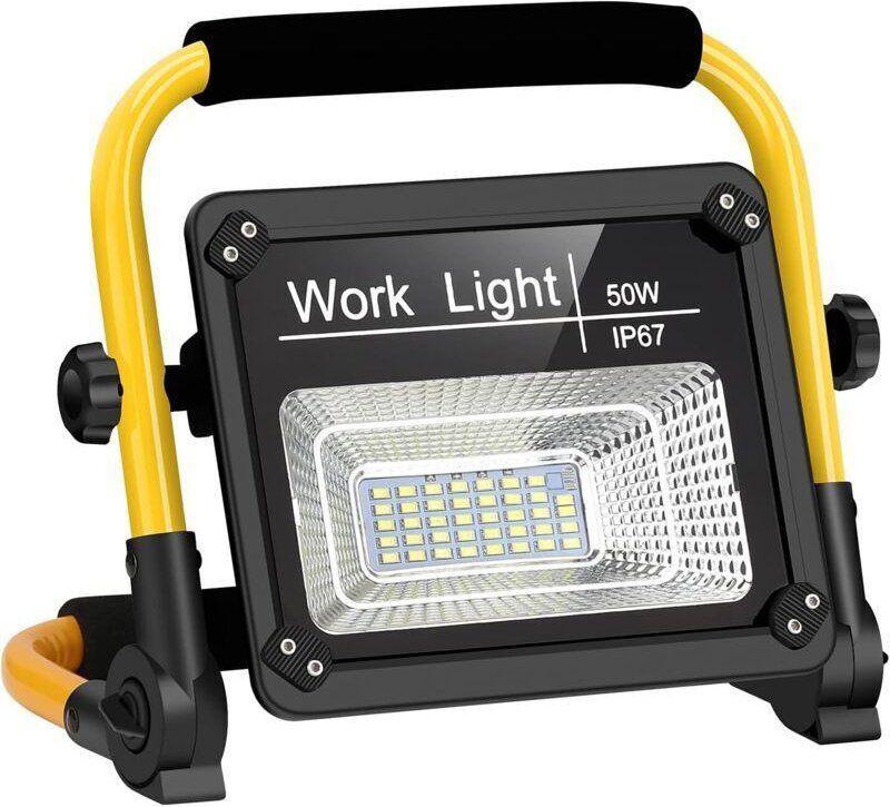 Wiederaufladbarer LED-Fluter, 50-W-Baustellenfluter, wiederaufladbare LED-Arbeitsleuchte mit USB-Anschluss, wasserdichte...